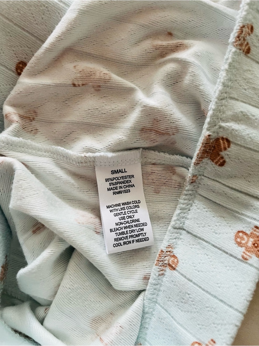 Light Blue Gingerbread Print Pajama Set - Picture 3 of 4